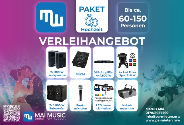 Verleihangebot Paket Hochzeit für 60–150 Personen