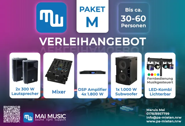 Verleihangebot Paket M für 30–60 Personen