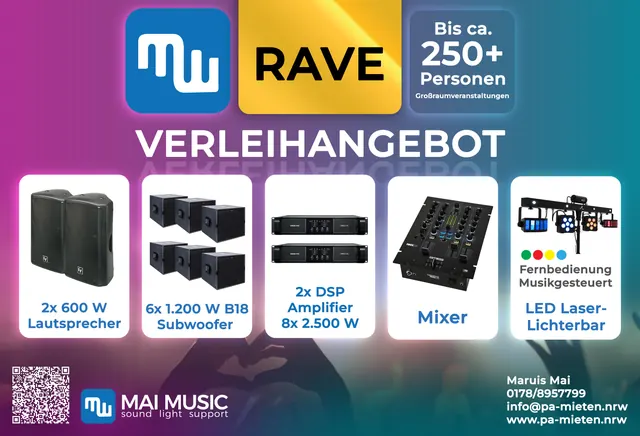 Verleihangebot Paket RAVE für über 250 Personen